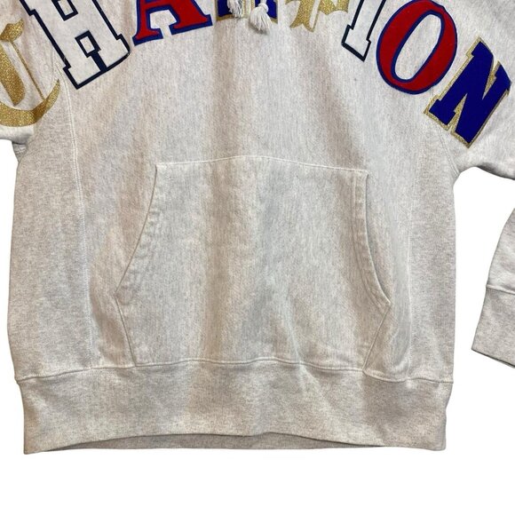 Champion Men's Reverse Weave Hoodie Sweatshirt Old English Logo Silver Gray M - Picture 6 of 10